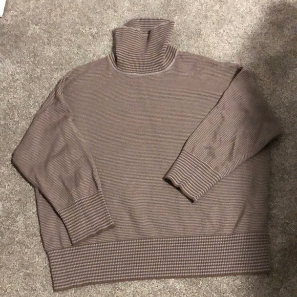 Oak + Fort brown and green striped turtleneck - Picture 1 of 4